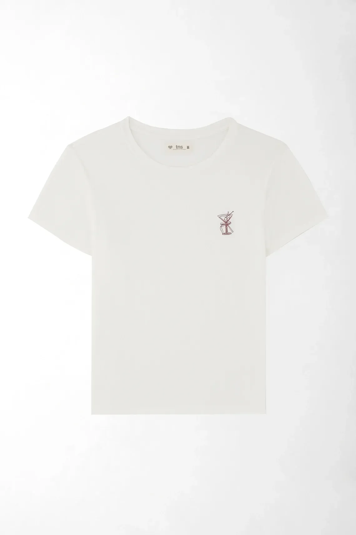 Camiseta regular fit con mini gráfico delantero en algodón blanco para mujer