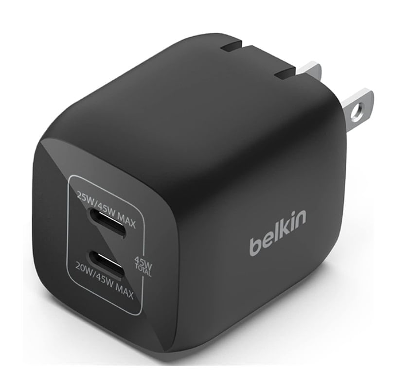 Cargador Belkin 45w 2 Puertos Usb Tipo C Carga Rapida 3.0