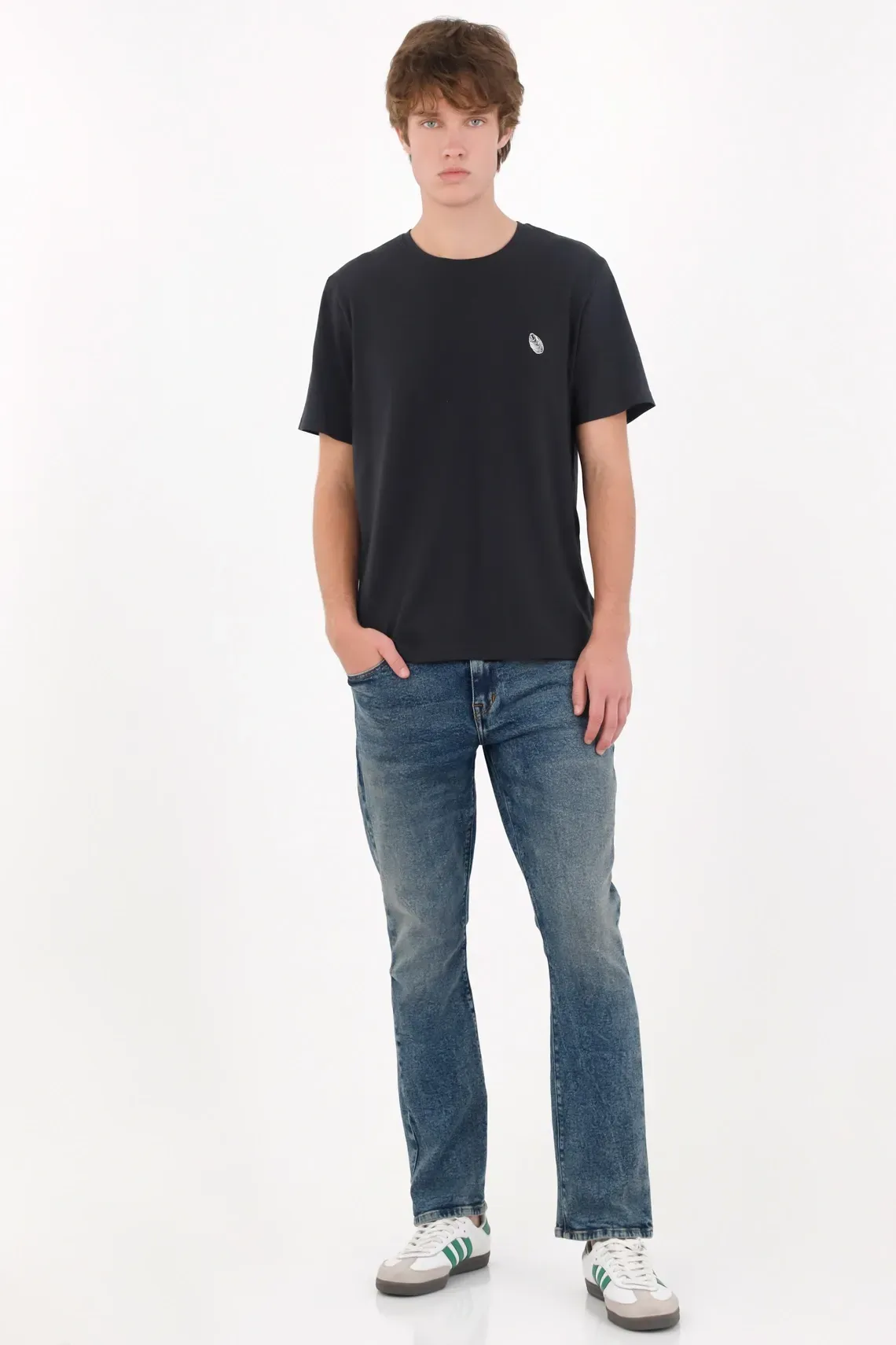 Jean recto con lavado vintage en denim para hombre