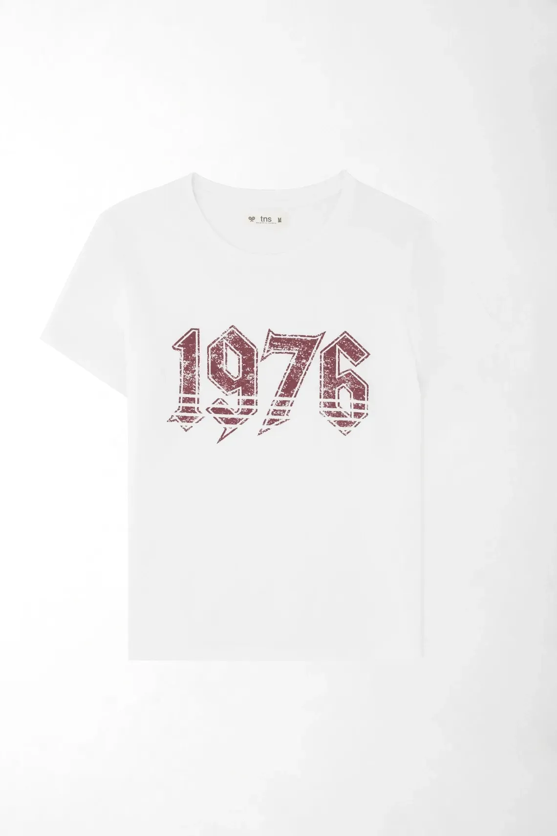 Camiseta fit clásico con gráfico 1976 vintage en algodón blanco para mujer