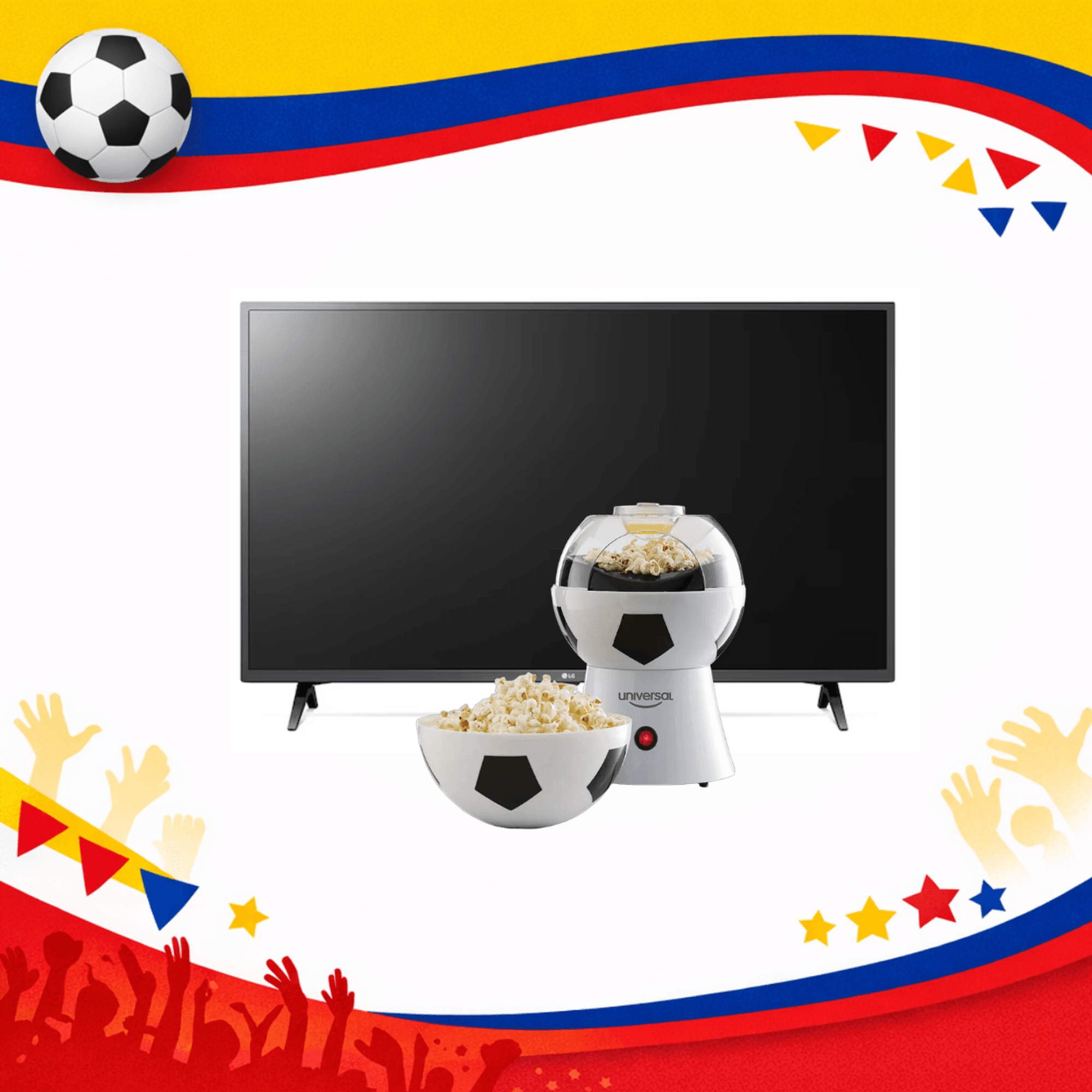 Combo Televisor LG 43 Pulgadas Smart Tv Full HD AI ThinQ + Crispetera Electrica Universal Mundial Balon L52020