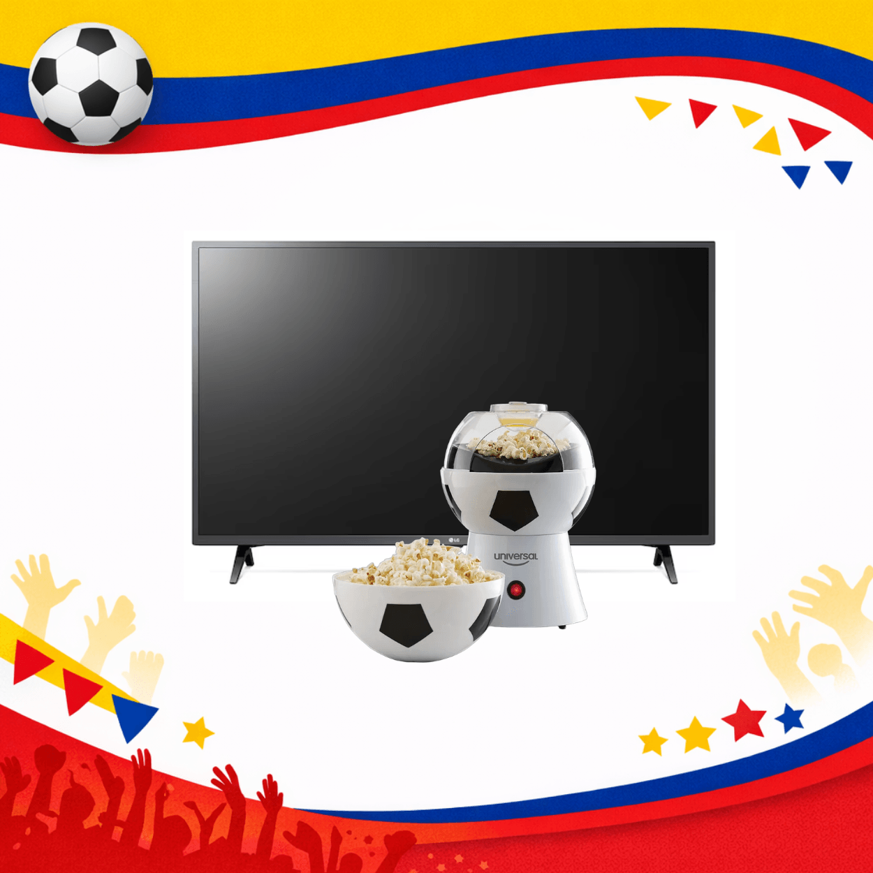 Combo Televisor LG 43 Pulgadas Smart Tv Full HD AI ThinQ + Crispetera Electrica Universal Mundial Balon L52020