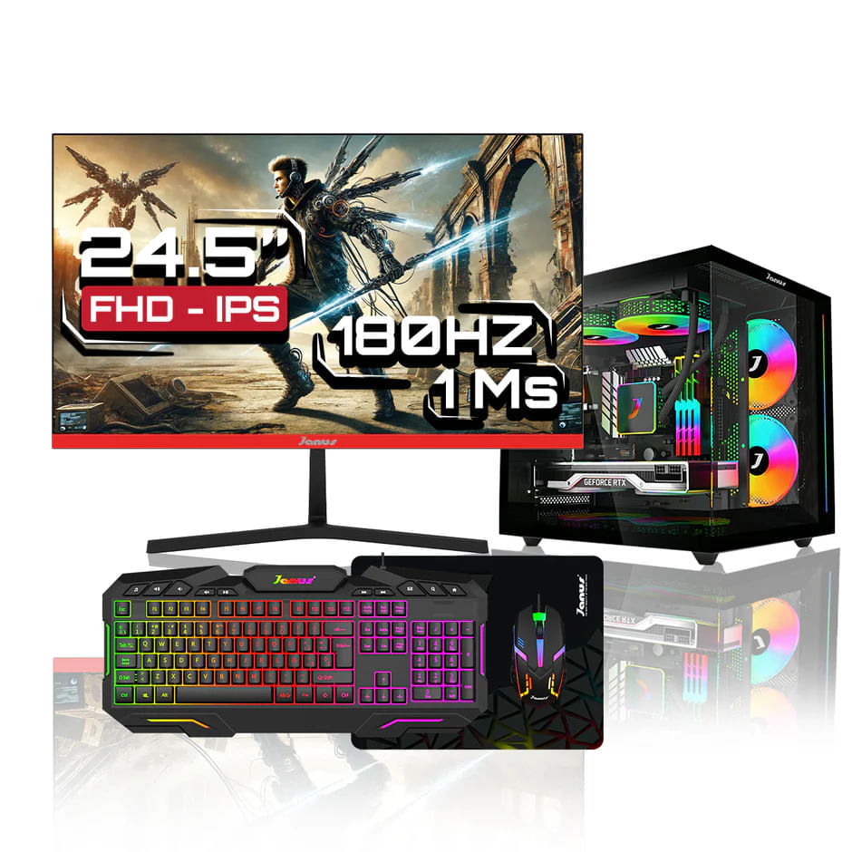 Computador Gamer Janus AMD RYZEN 7 5700G MEMORIA RAM 32GB RGB SSD 512GB M.2 Board A520M Disipador ARGB FUENTE Janus 400W MONITOR 24" Gamer IPS / 200HZ