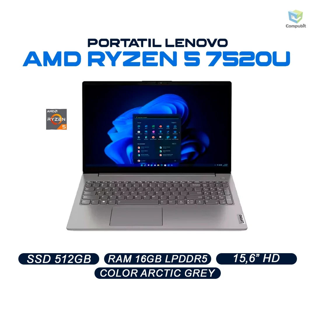 Portatil LENOVO V15 G4 AMN - AMD RYZEN 5 7520U - 16GB LPDDR5 - 512GB SSD