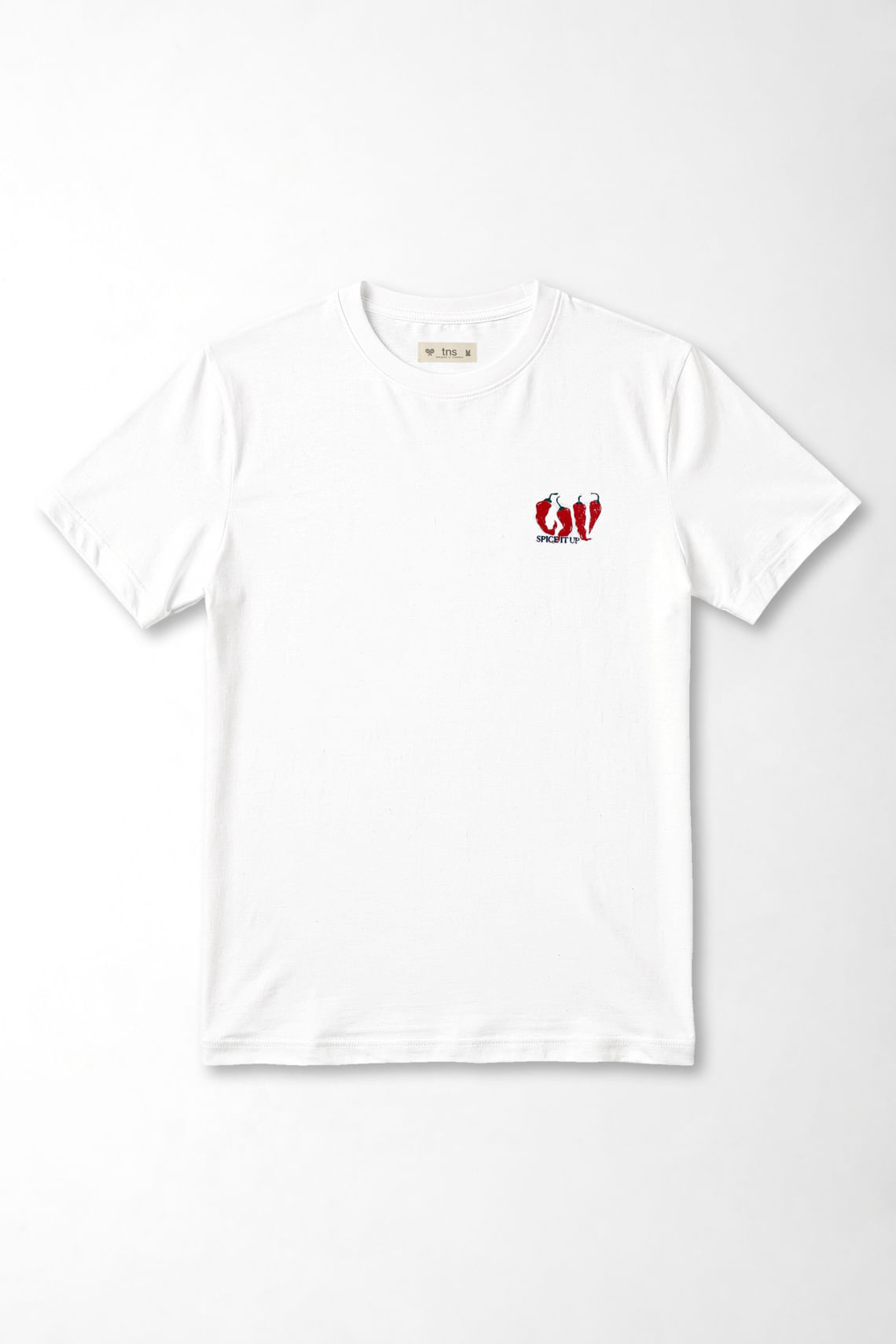 Camiseta gráfica fit clásico con chiles de algodón blanco para mujer