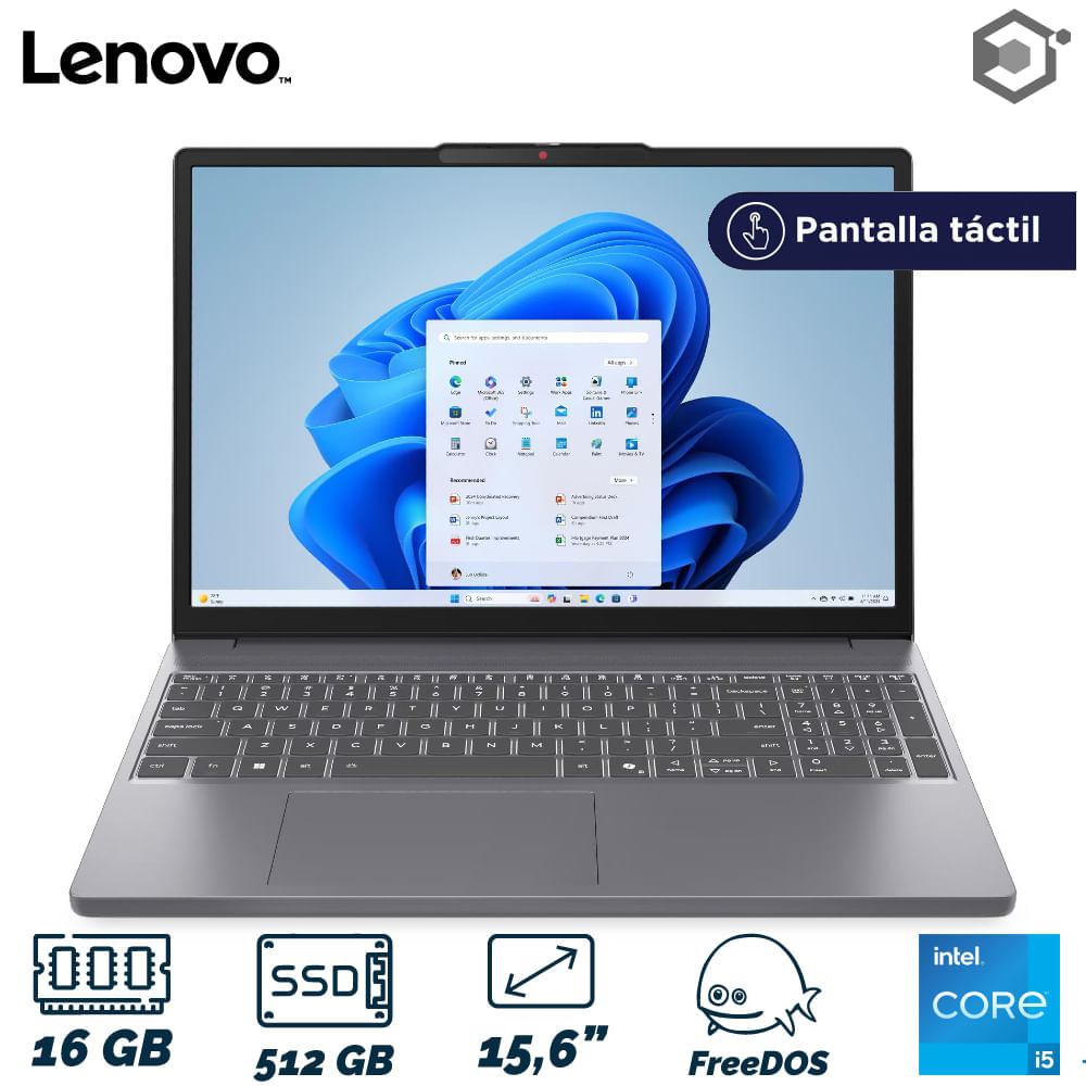 Portátil Lenovo IdeaPad Slim3 15IRH10 Intel Core i5 13420H RAM 16GB SSD 512GB 15Pulg TÁCTIL