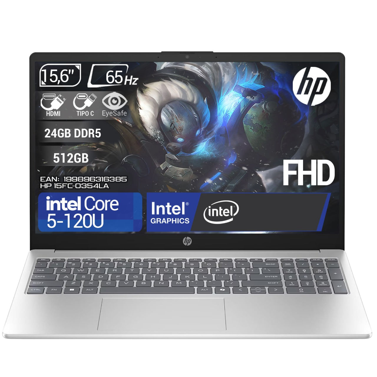 Computador Hp 15-fd0354la Intel Core 5-120U Ram 24 GB DDR5 - 512 GB - FHD