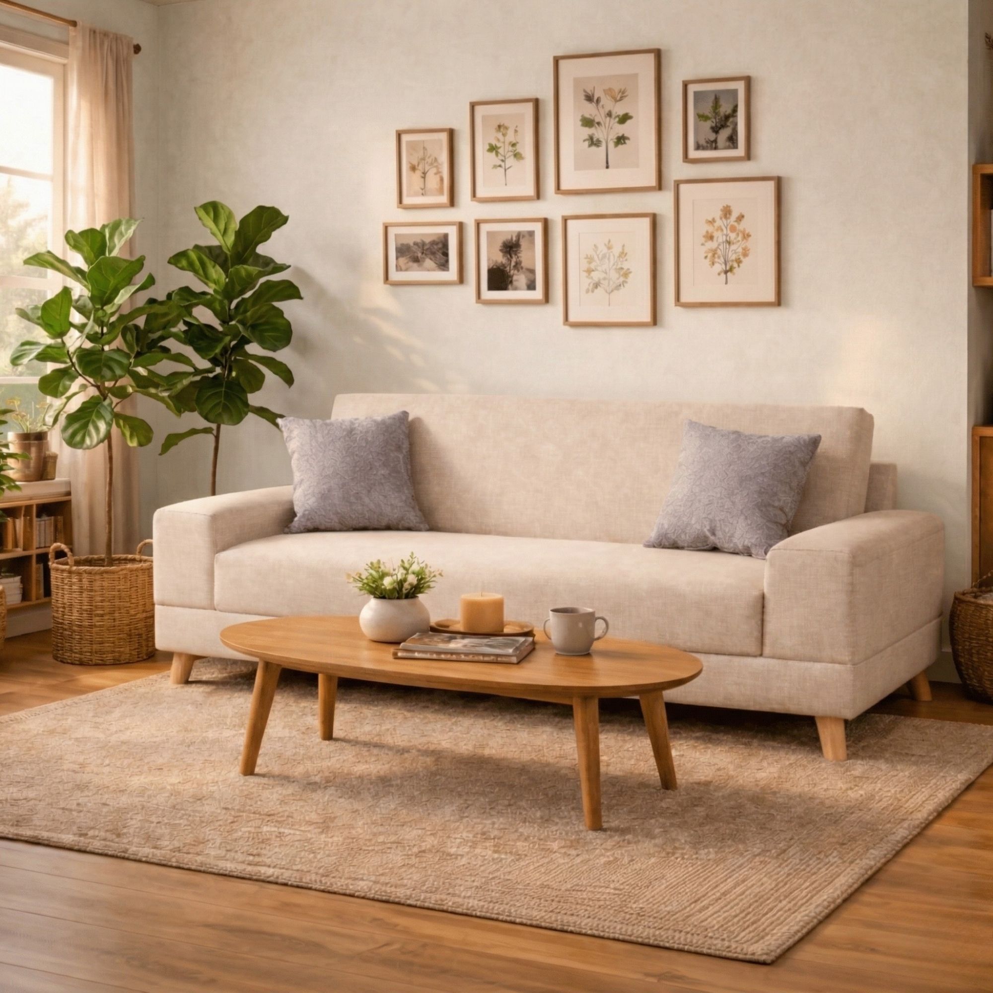 Sofa Cama Primavera Beige Sintético