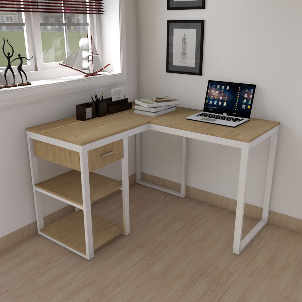 ESCRITORIO L CON CAJONERA ADAPTA ESL2EBM15D DUNA/BLANCO - agaval