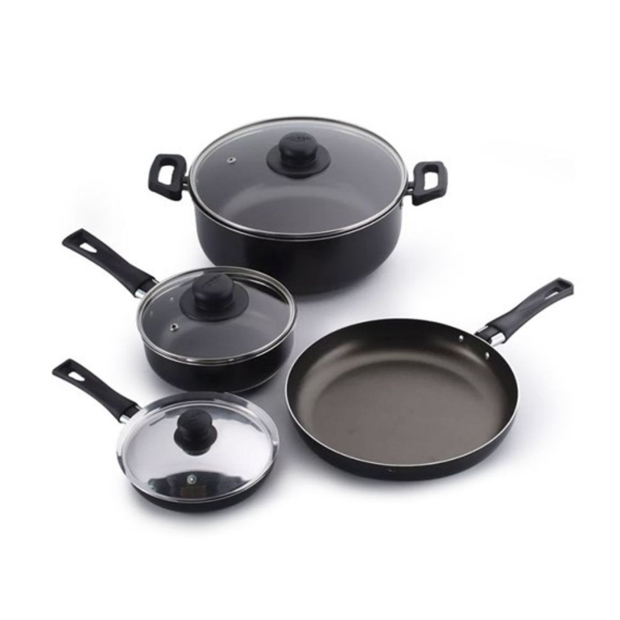 COMBO UNIVERSAL BATERÍA DE COCINA ALIADA 7 PIEZAS + SARTENES X2 18 Y 20 CM