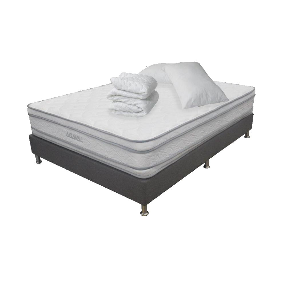 COMBO COLCHON AGAVAL EURO 160X190CM +BASE CAMA GRAF+PROTECTOR+ 2 ALMOHADAS