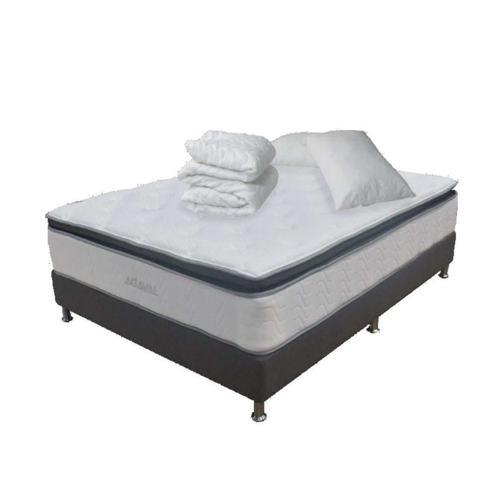 COMBO COLCHON AGAVAL ELEGANCE 140X190CM +BASE CAMA GRAF+PROTECTOR+ 2 ALMOHADAS
