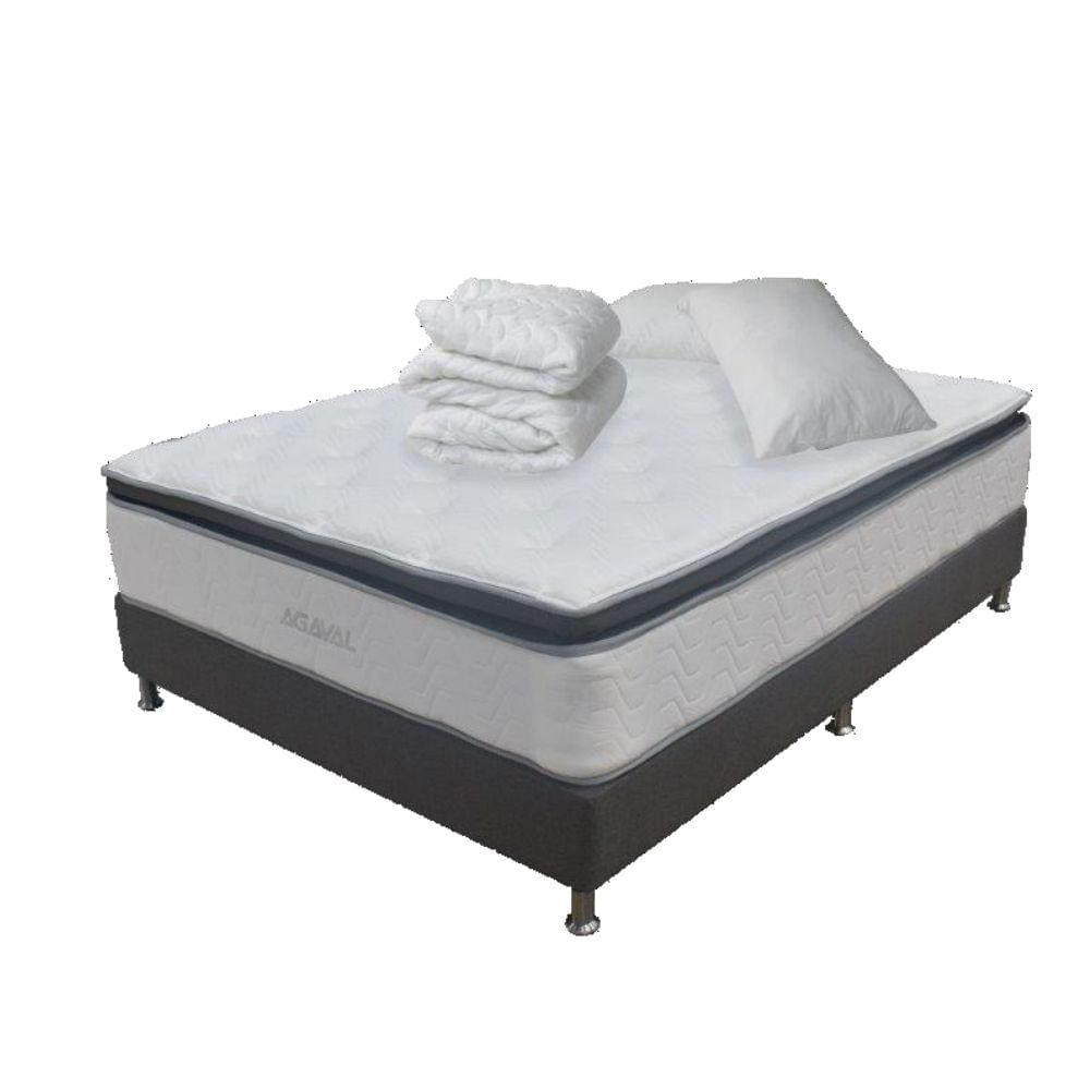 COMBO COLCHON AGAVAL ELEGANCE 160X190CM +BASE CAMA GRAF+PROTECTOR+ 2 ALMOHADAS