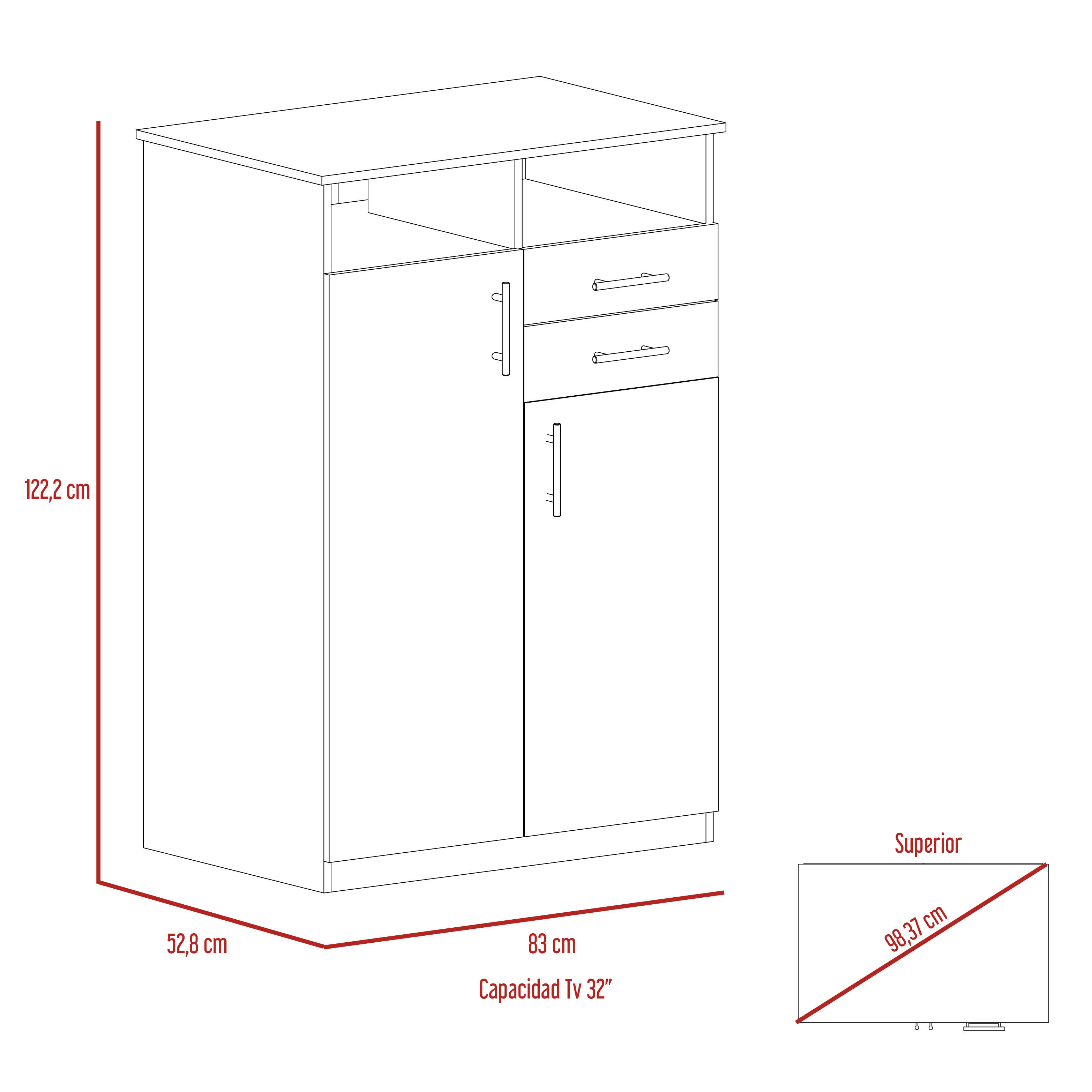 Closet Entretenimiento ECO 120 X 80 X 52 RTA Wengue