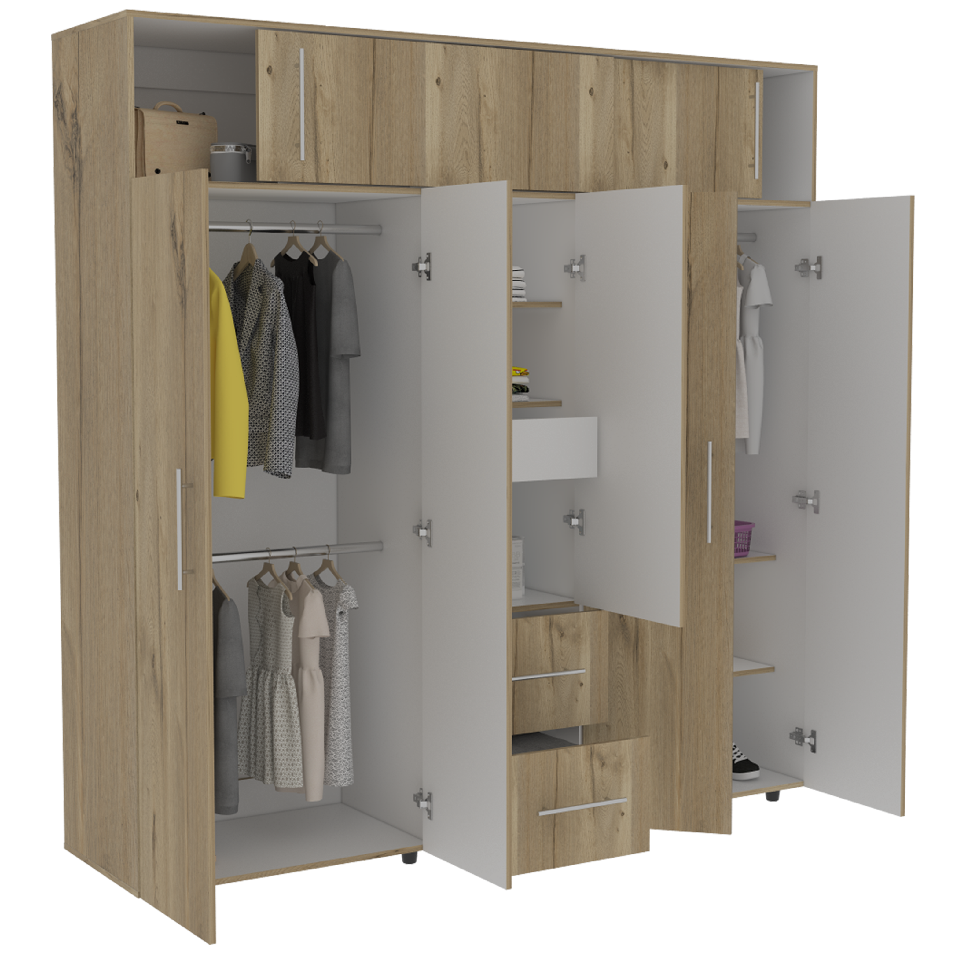 Closet Bigaf 204 X 200 X 50 RTA Ceniza + Blanco
