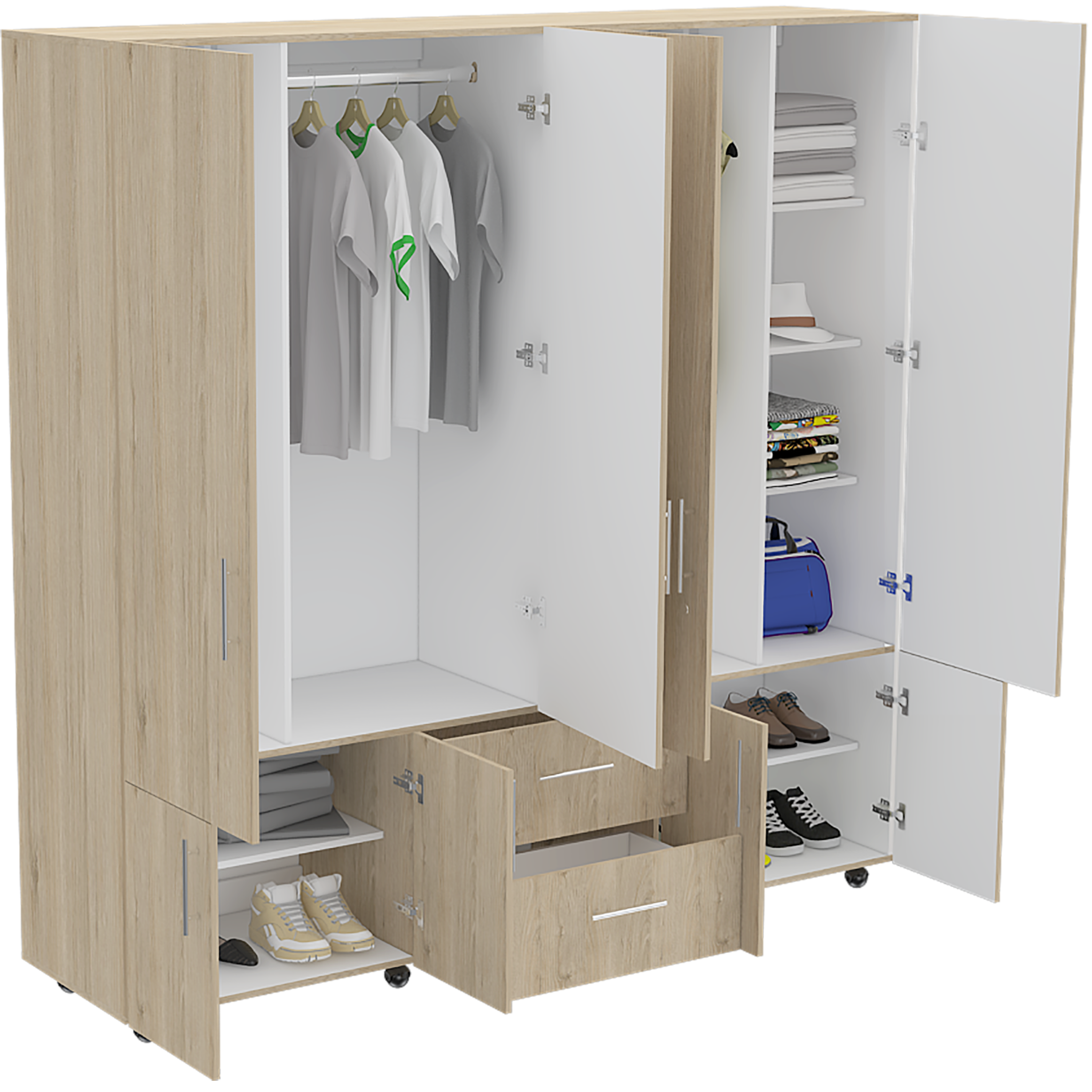 Closet Cantelmo 200 X 200 X 48 RTA Rovere + Blanco