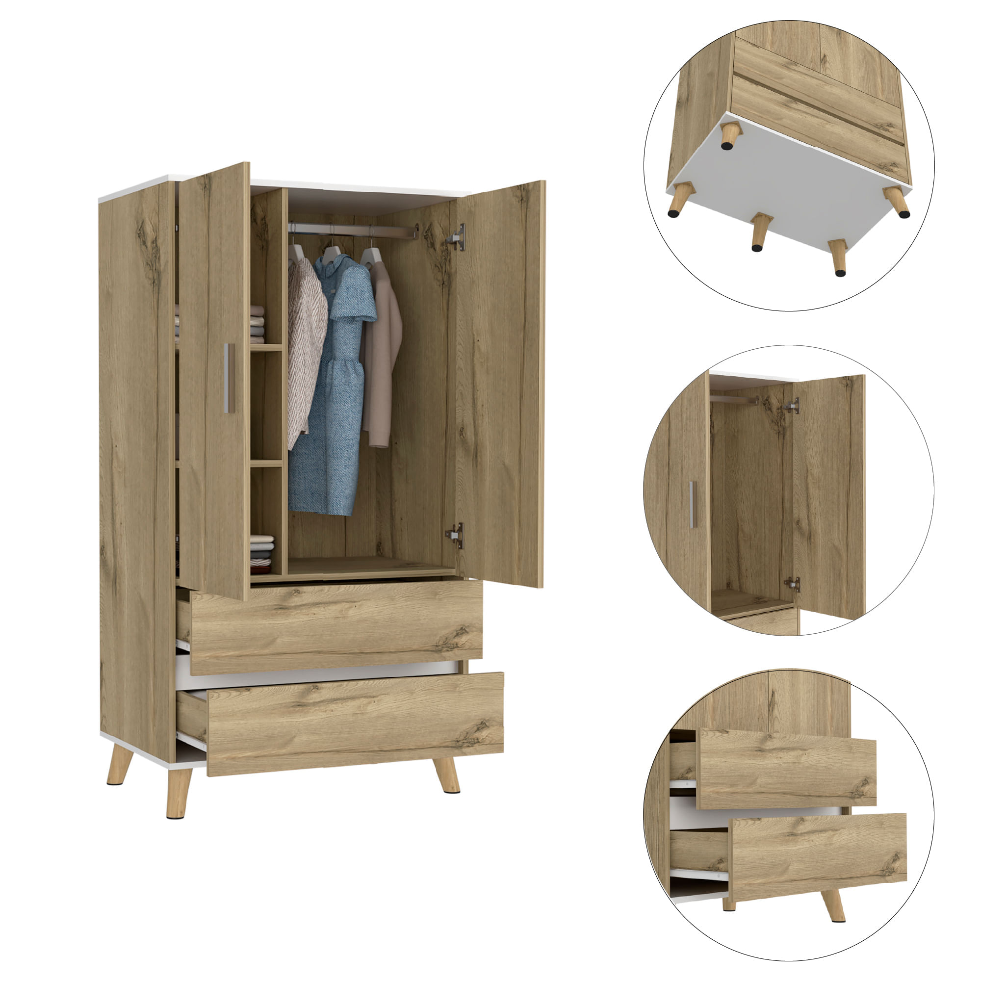 Closet Z 150 X 80 X 50 BI Color RTA Blanco + Duna