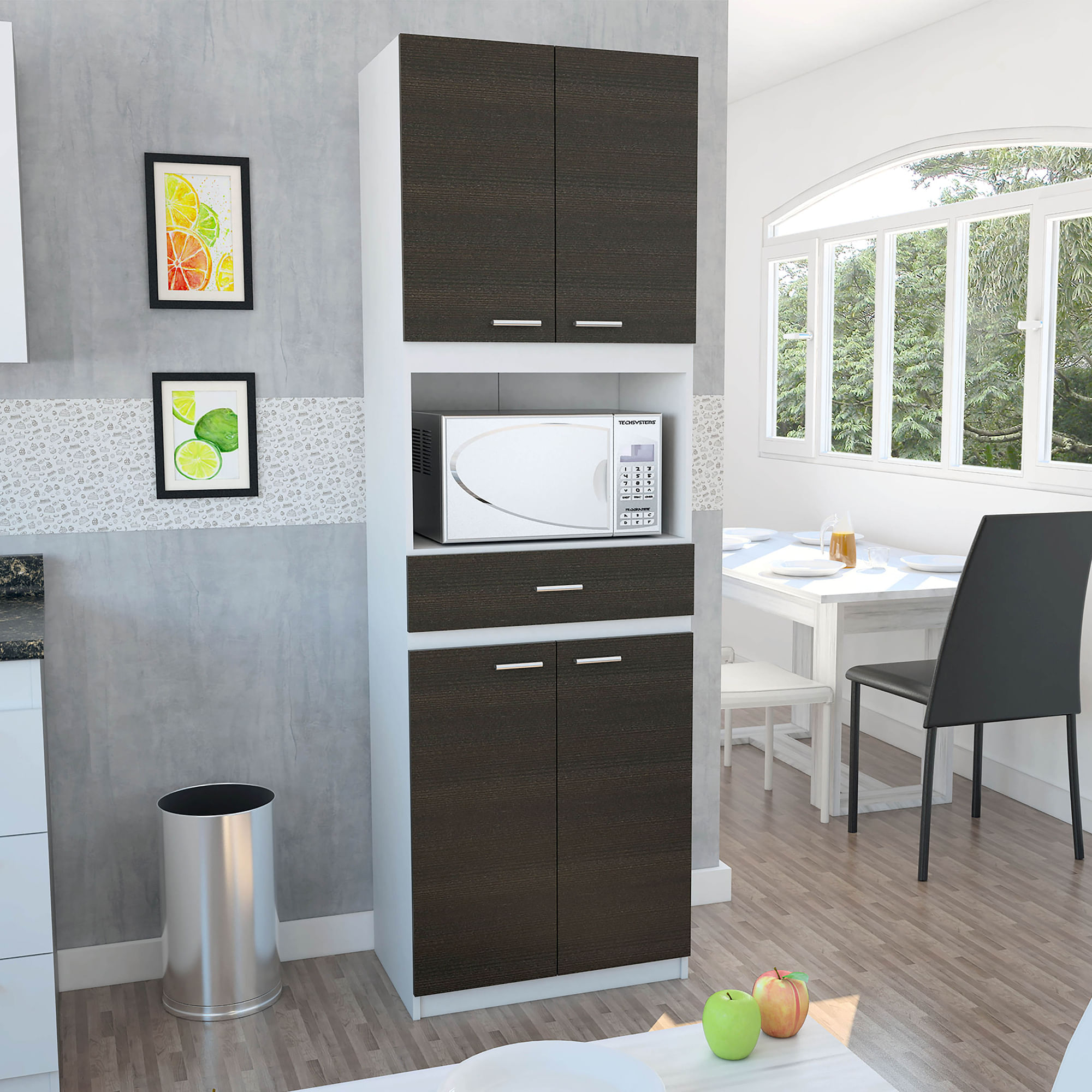 Modulo Microondas Lima Color Blanco y Wengue
