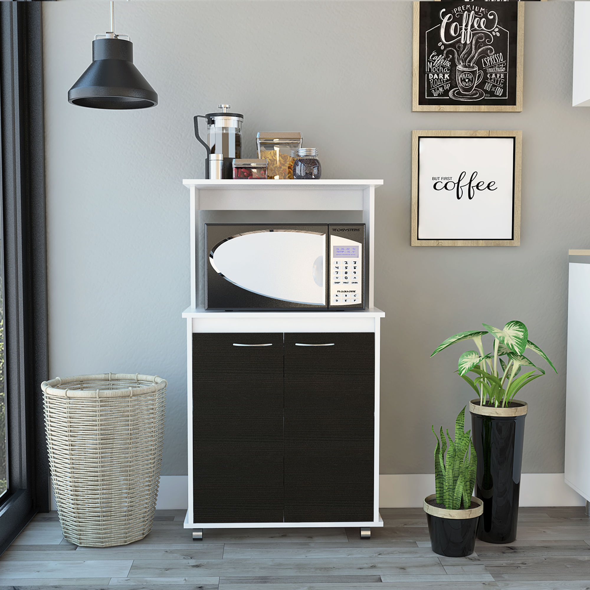 Modulo Microondas Atlanta Color Blanco y Wengue