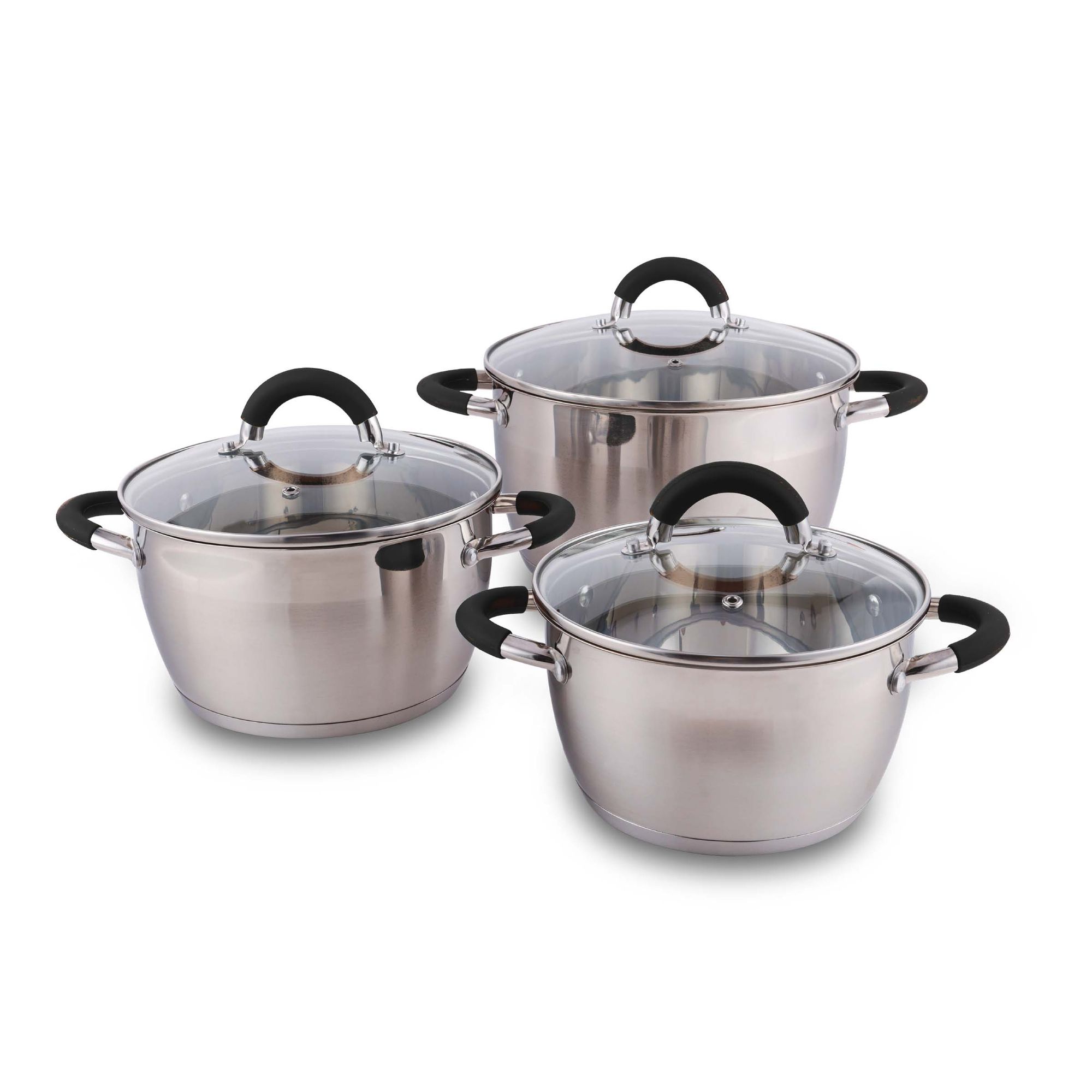 Set X 3 Ollas Con Tapa Acero Inox 18cm 20cm 24cm