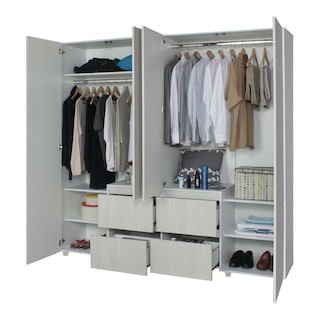 Closet Armario 4 Puertas 2 Gavetas Bertolini Color Ceniza